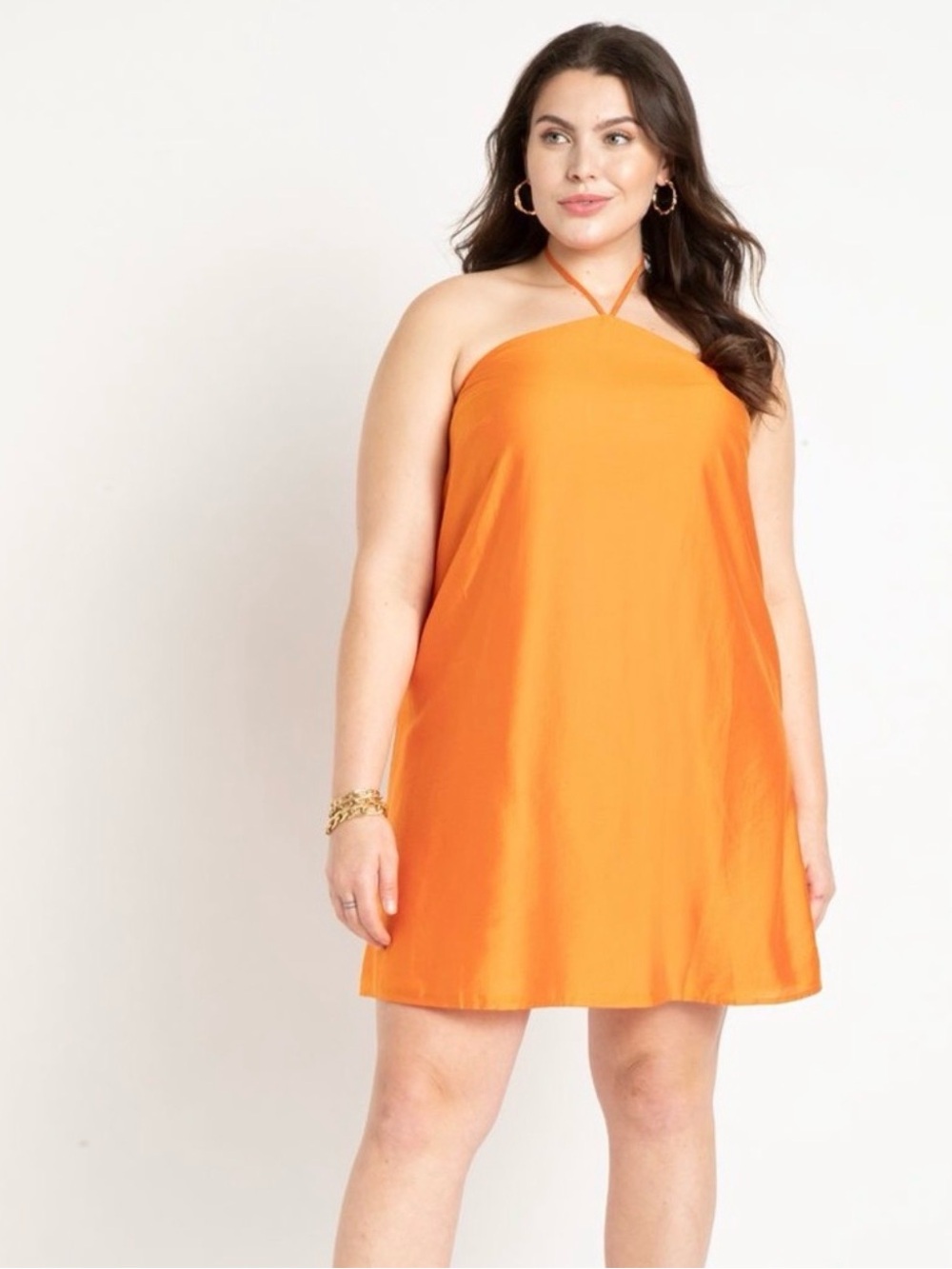 Eloquii Orange Halter Mini Dress Size 24 - Vacation Summer Plus Size Dress